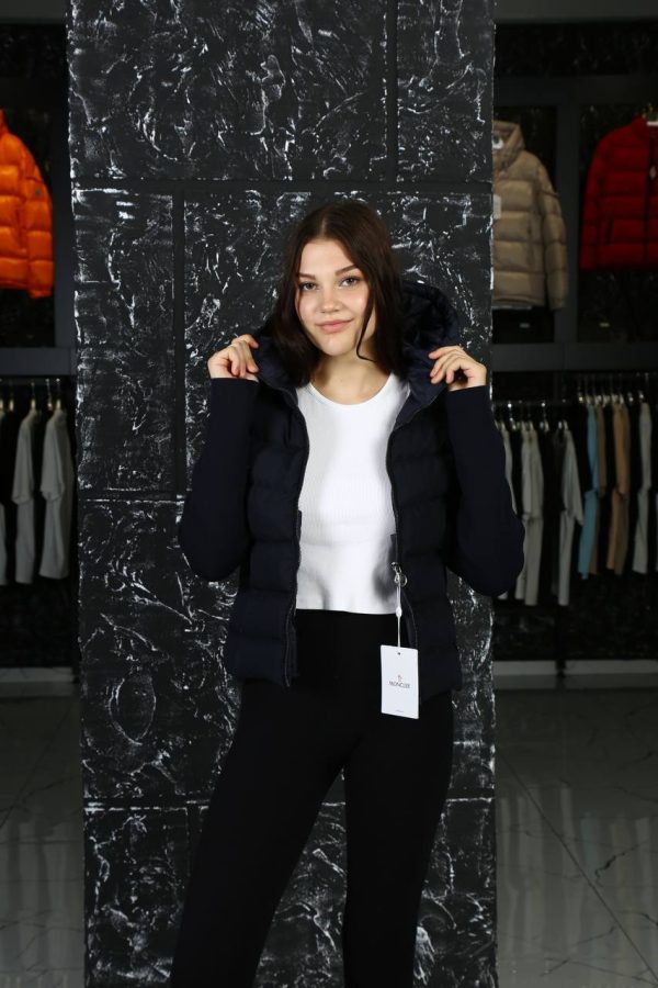 moncler mont baharlik triko detayli siyah kolu cepli