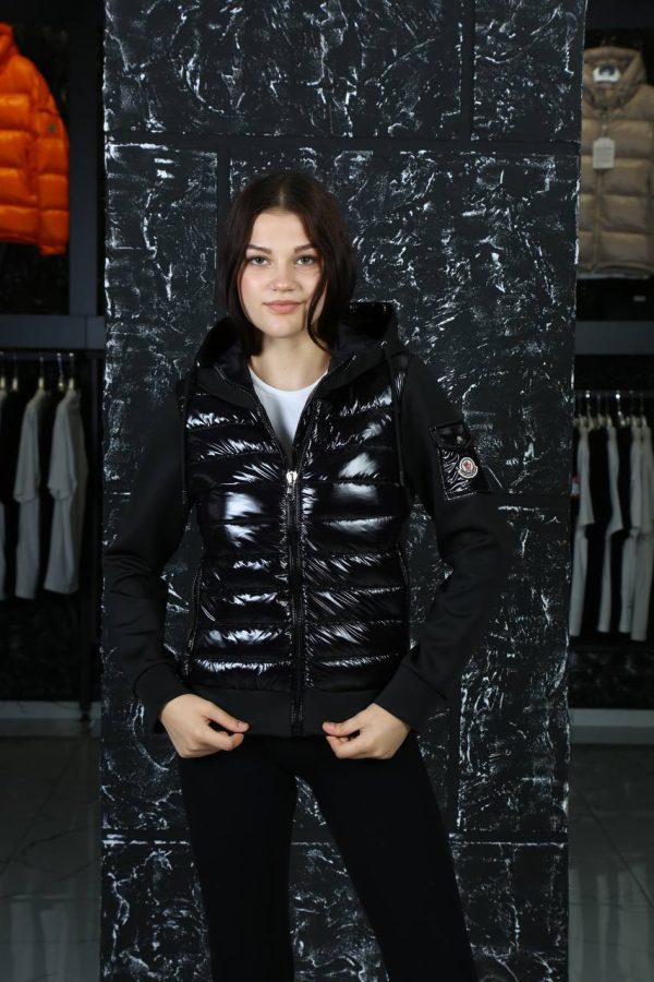 moncler mont baharlik triko detayli siyah parlak