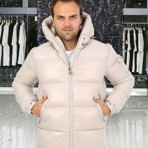 moncler mont erkek camel kapusonlu kolu cepli classic