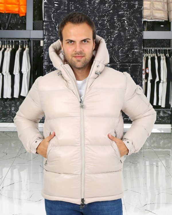 moncler mont erkek camel kapusonlu kolu cepli classic