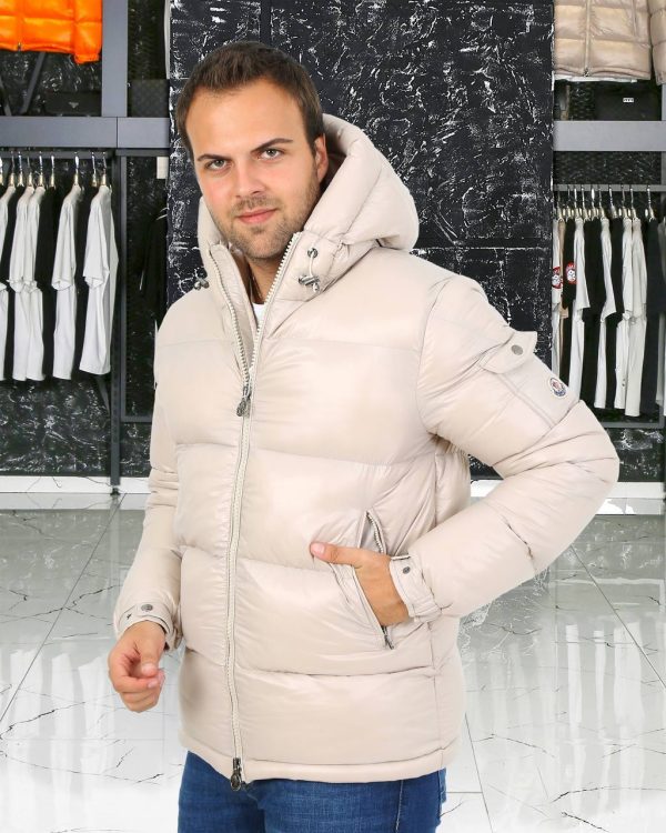 moncler mont erkek camel kapusonlu kolu cepli classic