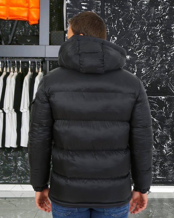 moncler mont erkek siyah mat kapusonlu kolu cepli classic