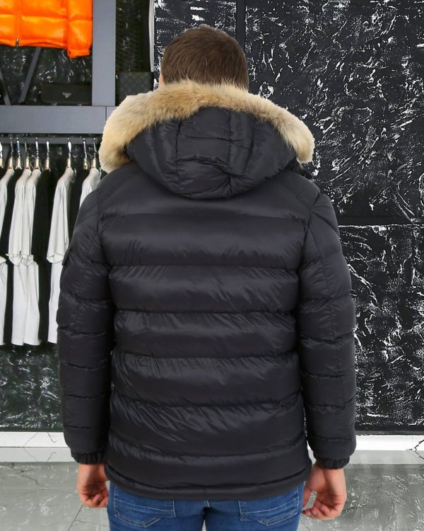 moncler mont erkek siyah mat kapusonlu kolu cepli classic tuylu