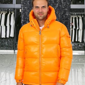 moncler mont erkek turuncu kapusonlu kolu cepli classic