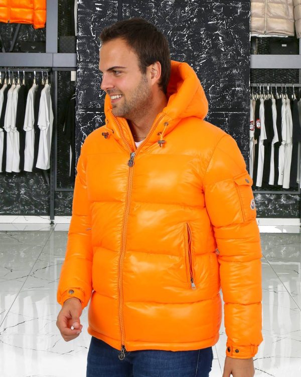 moncler mont erkek turuncu kapusonlu kolu cepli classic