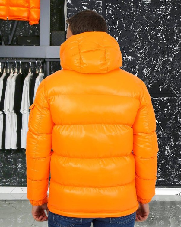 moncler mont erkek turuncu kapusonlu kolu cepli classic