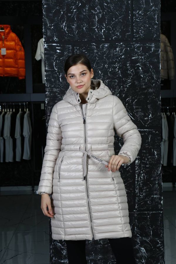 moncler mont kadin uzun belden sikmali vizon kapusonlu