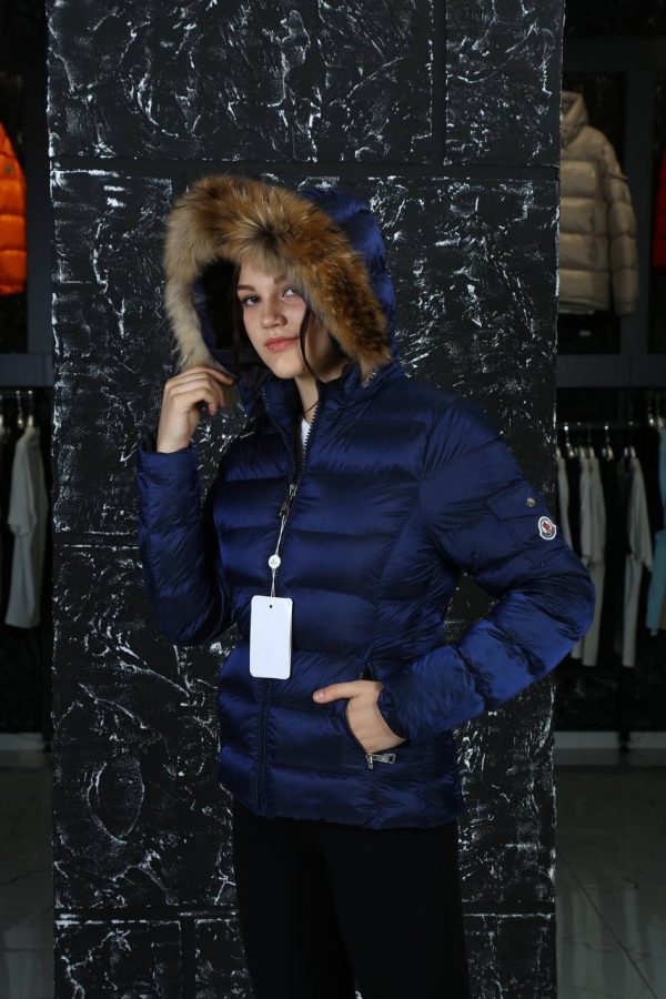 moncler mont lacivert classic kolu cepli kapusonlu tilki tuyu