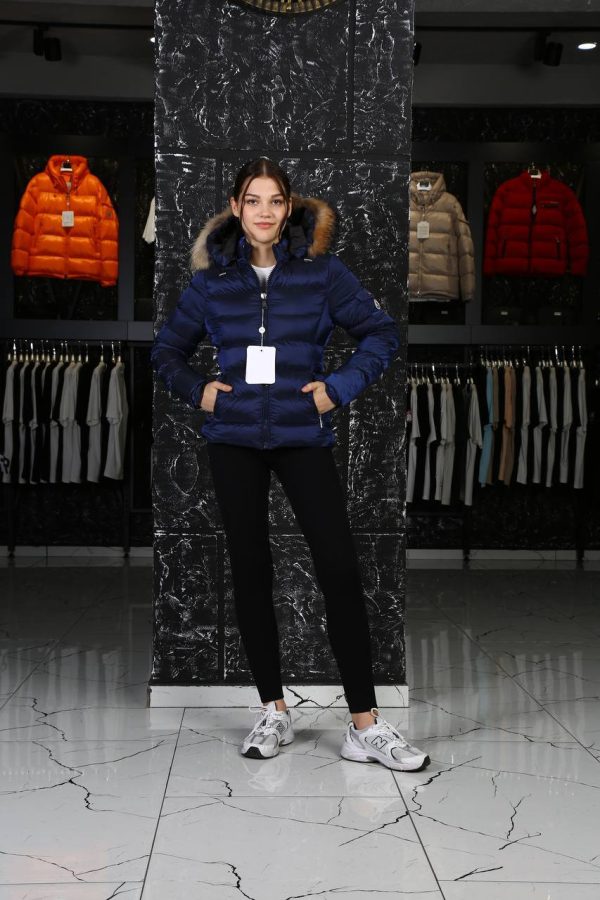 moncler mont lacivert classic kolu cepli kapusonlu tilki tuyu