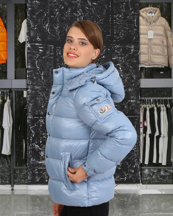 moncler mont mavi classic kolu cepli cift logolu kapusonlu