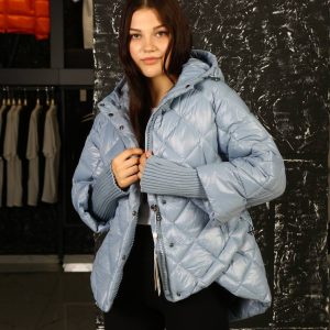 moncler mont mavi kollari triko detayli kapusonu