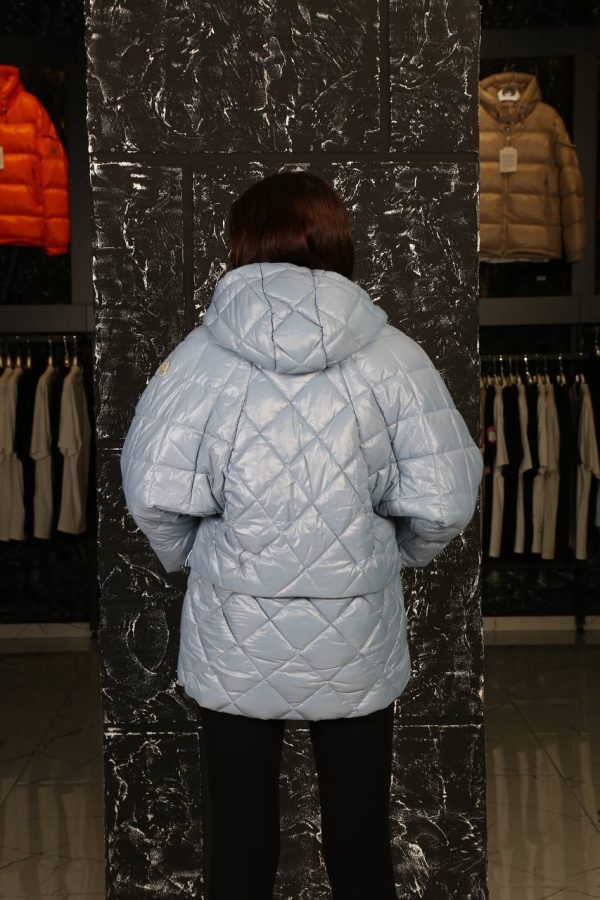 moncler mont mavi kollari triko detayli kapusonu
