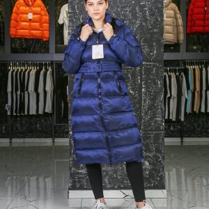 moncler mont mont uzun diz alti lacivert beli kemer detayli kapusonlu