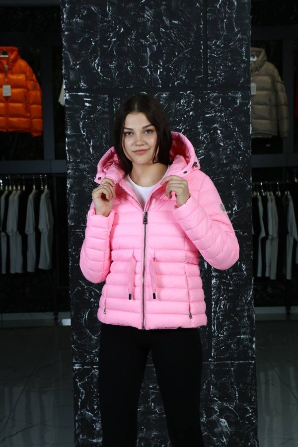 moncler mont pembe beli sikmali kapusonlu