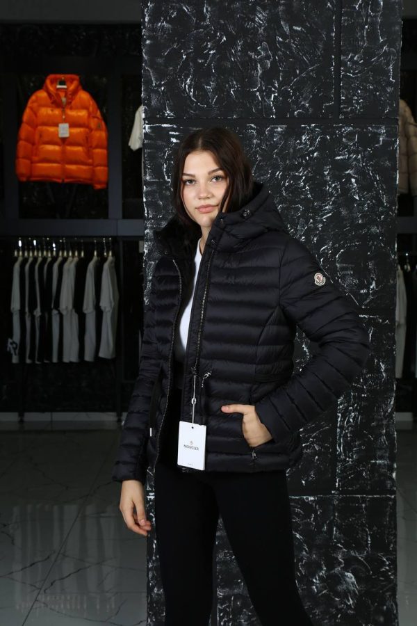 moncler mont siyah beli sikmali kapusonlu
