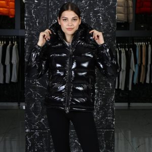 moncler mont siyah parlak classic kolu cepli kopusonlu