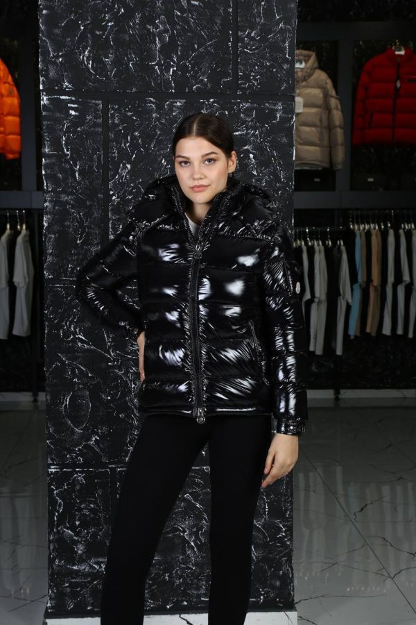 moncler mont siyah parlak classic kolu cepli kopusonlu