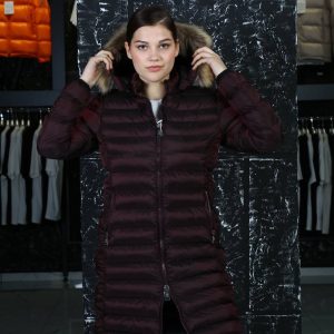 moncler mont uzun bordo kapusonlu tilki tuyu