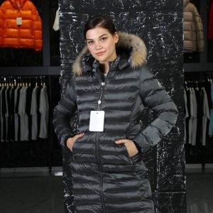 moncler mont uzun gri kapusonlu tilki tuyu