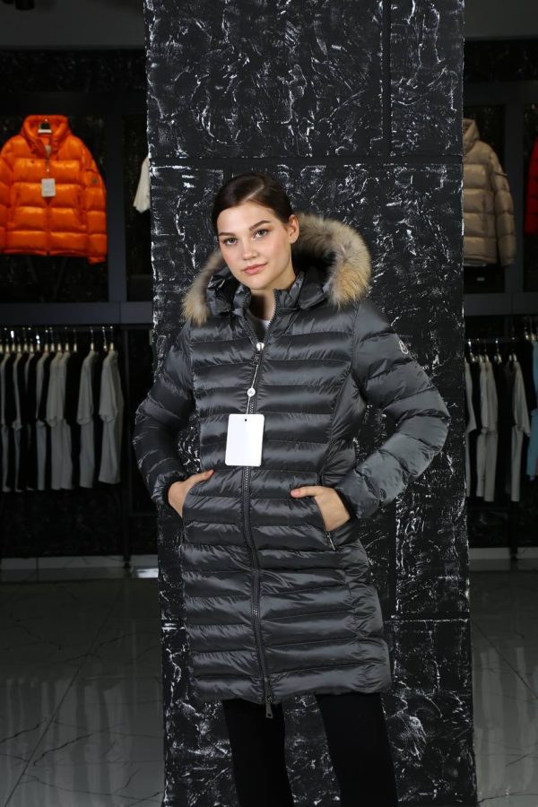 moncler mont uzun gri kapusonlu tilki tuyu