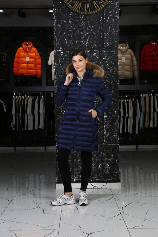 moncler mont uzun lacivert kapusonlu tilki tuyu