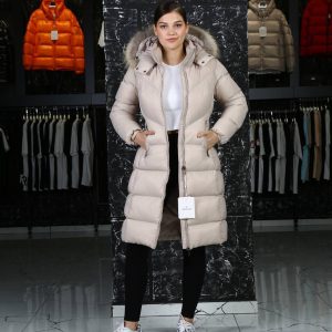 moncler mont uzun vizon beli kemer detayli kapusonlu tilki tuyu