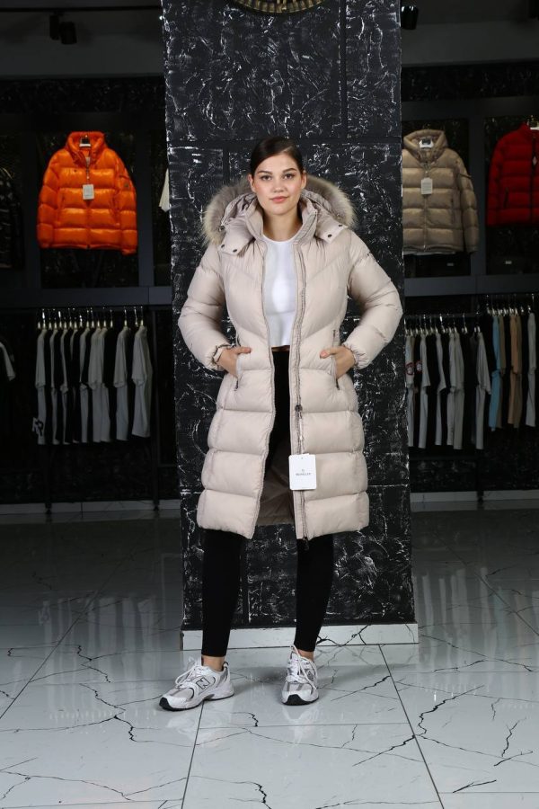 moncler mont uzun vizon beli kemer detayli kapusonlu tilki tuyu