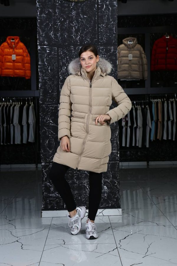 moncler mont vizon uzun diz ustu kapusonlu