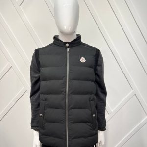 moncler yelek siyah triko detayli standart kalip