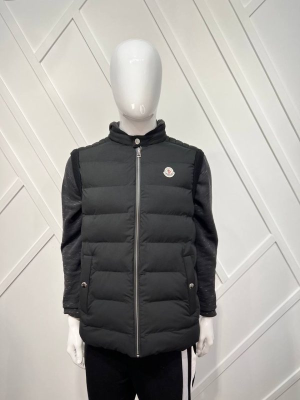 moncler yelek siyah triko detayli standart kalip