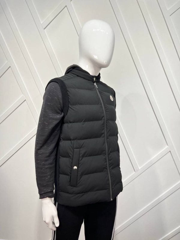moncler yelek siyah triko detayli standart kalip