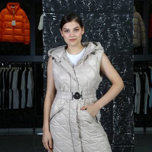 moncler yelek uzun vizon kemerli
