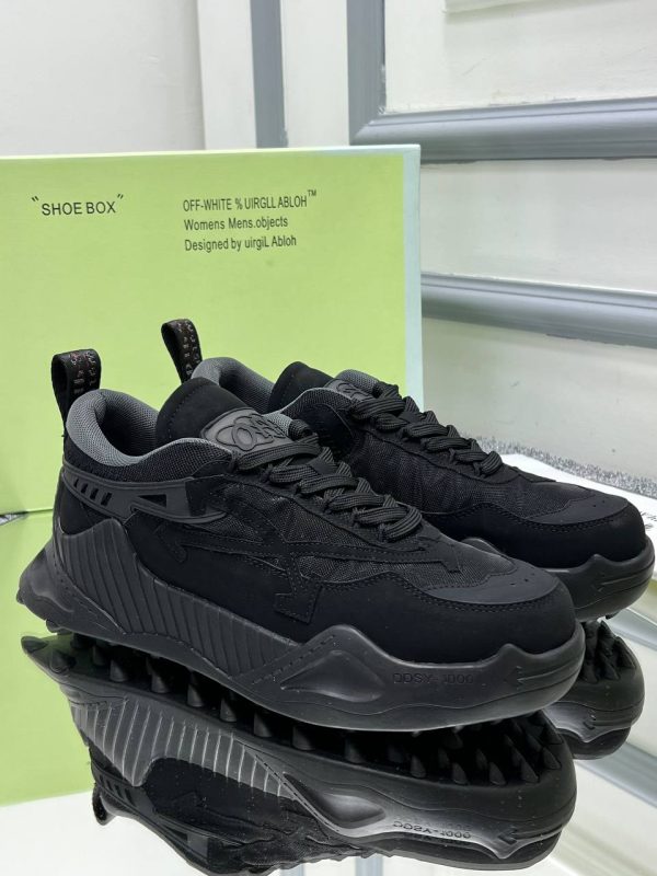 off white ayakkabi unisex siyah hakiki deri
