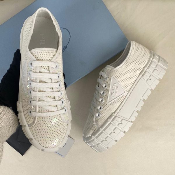 prada ayakkabi beyaz payetli double wheels sequin