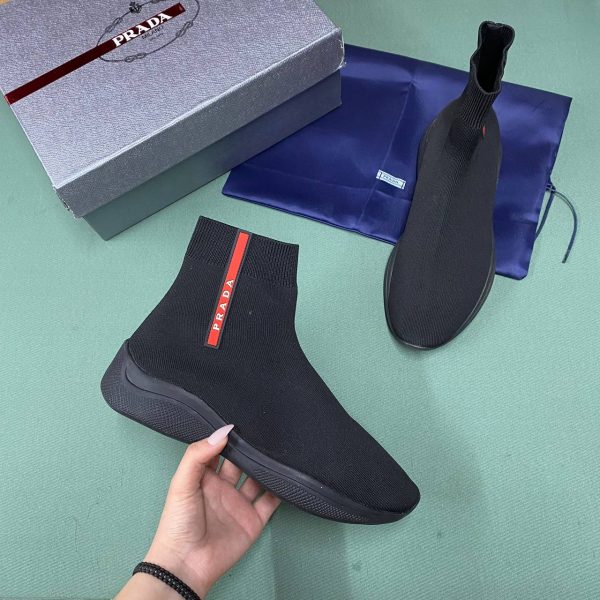 prada ayakkabi erkek corap bot siyah logolu