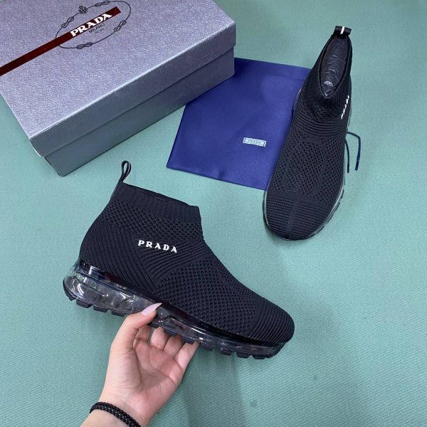 prada ayakkabi erkek corap bot siyah seffaf taban