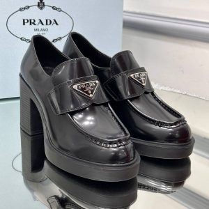 prada ayakkabi loafer topuklu siyah 8 cm