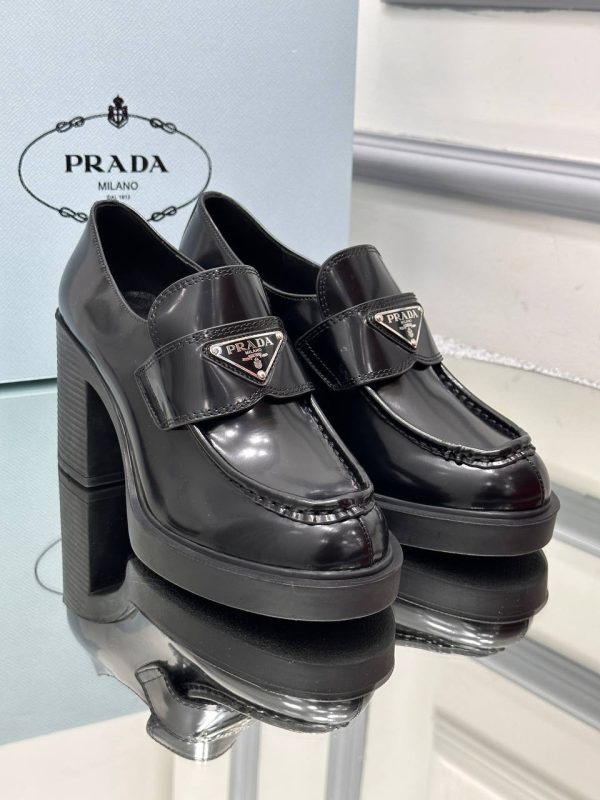 prada ayakkabi loafer topuklu siyah 8 cm