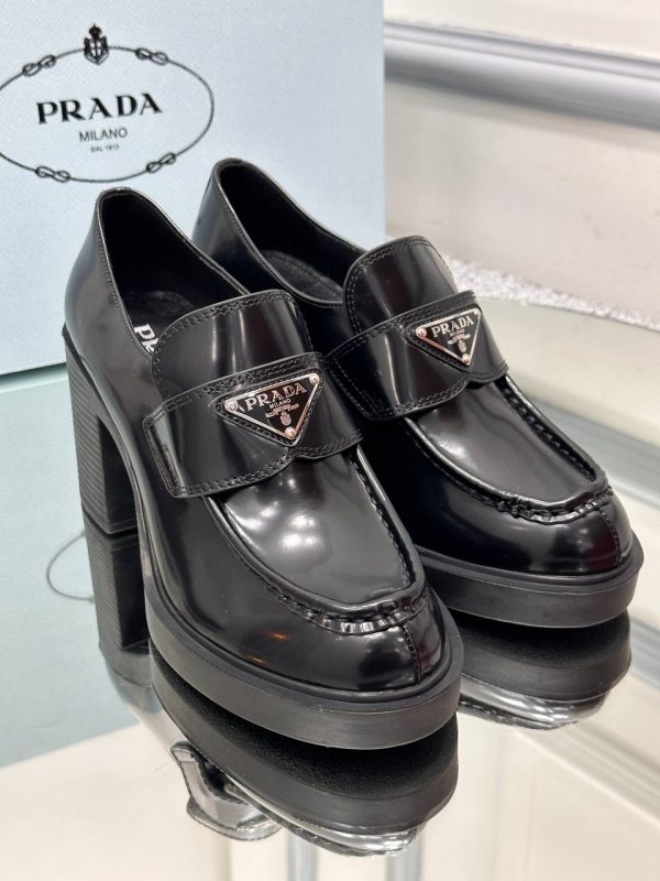 prada ayakkabi loafer topuklu siyah 8 cm