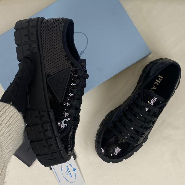 prada ayakkabi siyah payetli double wheel sequin
