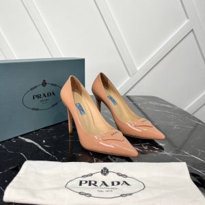 prada ayakkabi topuklu pudra rugan 10 cm