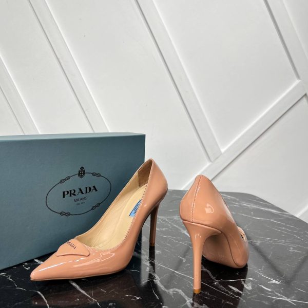 prada ayakkabi topuklu pudra rugan 10 cm