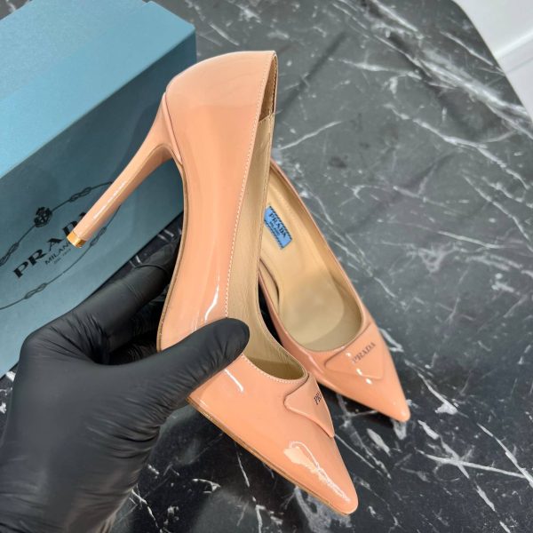 prada ayakkabi topuklu pudra rugan 10 cm