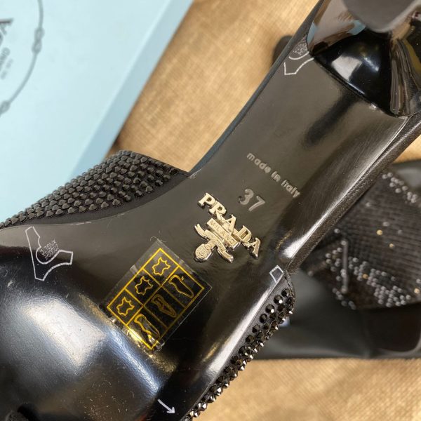 prada terlik 7 cm topuklu siyah quilted net leather heeled