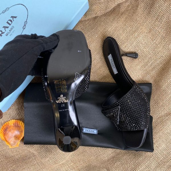 prada terlik 7 cm topuklu siyah quilted net leather heeled