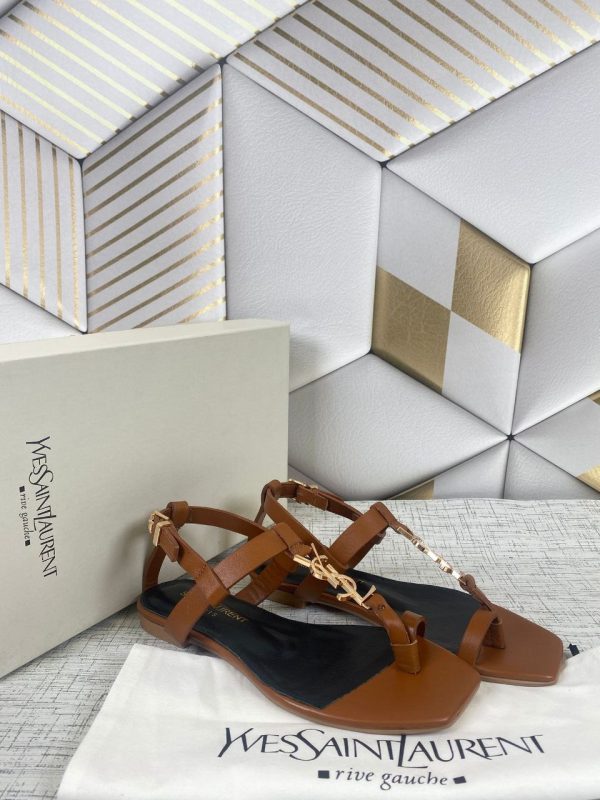 yves saint laurent terlik sandalet kahve ic dis deri