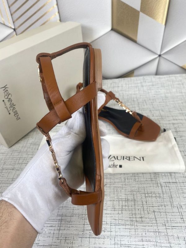 yves saint laurent terlik sandalet kahve ic dis deri