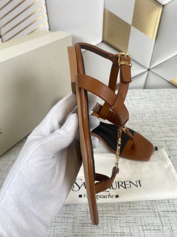 yves saint laurent terlik sandalet kahve ic dis deri