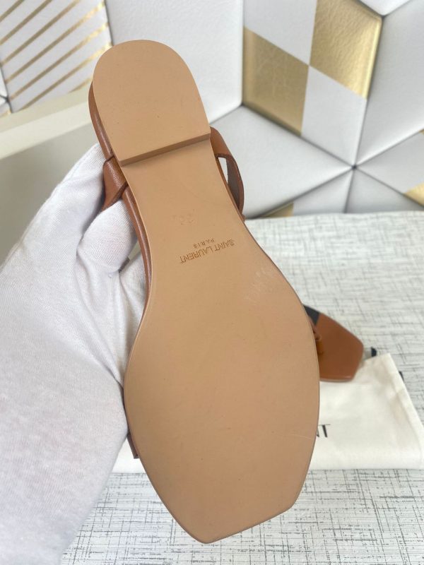 yves saint laurent terlik sandalet kahve ic dis deri