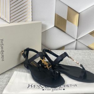 yves saint laurent terlik sandalet siyah ic dis deri